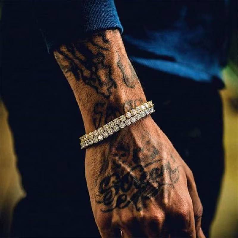 Bracelet de Tennis hip hop en zircone cubique pour hommes