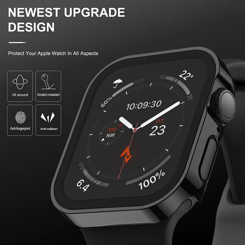 Verre + PC couverture pour Apple Watch boîtier série 11 10 42mm 46mm 45mm 41mm 44mm 40mm protecteur d'écran iWatch SE 6 7 8 9 étanche