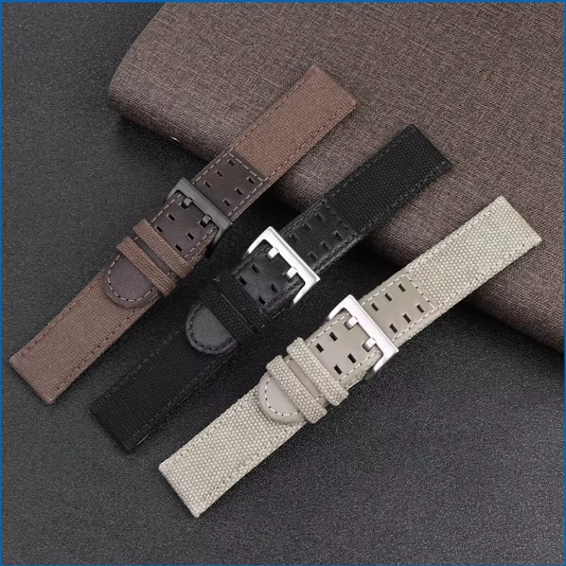 Bracelet de montre en cuir de toile 20mm 22mm pour Hamilton kaki/aviation/champ hommes sports de plein air