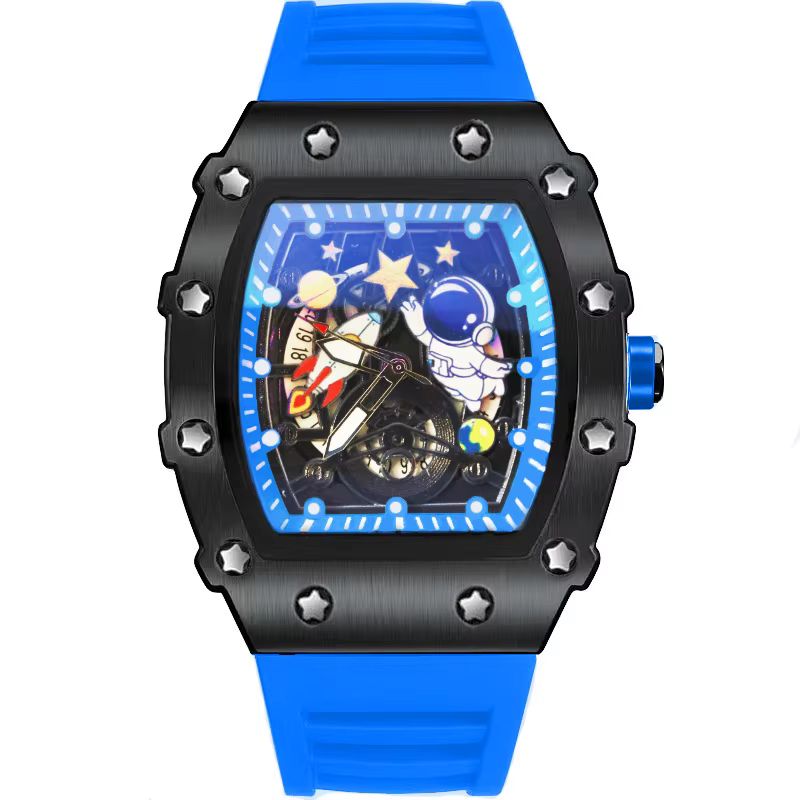 Montre à quartz pour homme avec gravure d'astronaute