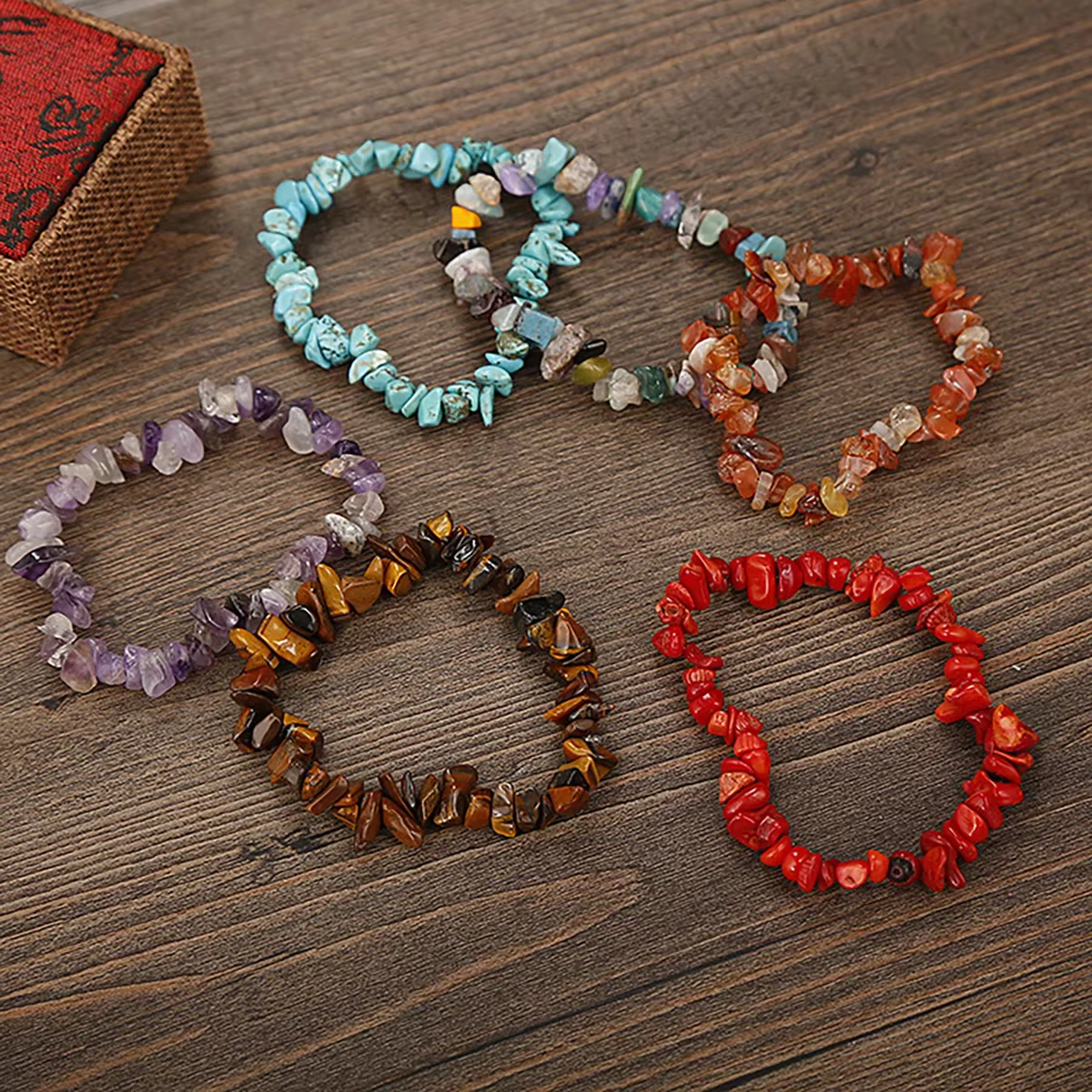 Bracelet en gravier naturel, perles extensibles, améthyste, cristal Rose, Quartz, Chakras, cadeau pour femmes