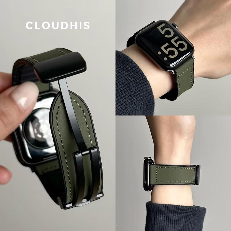 Bracelets de montre en cuir pour Apple Watch Starp 44mm 42 46 49mm 45 41 38mm Bracelet iWatch série 9 8 3 SE 6 7 10