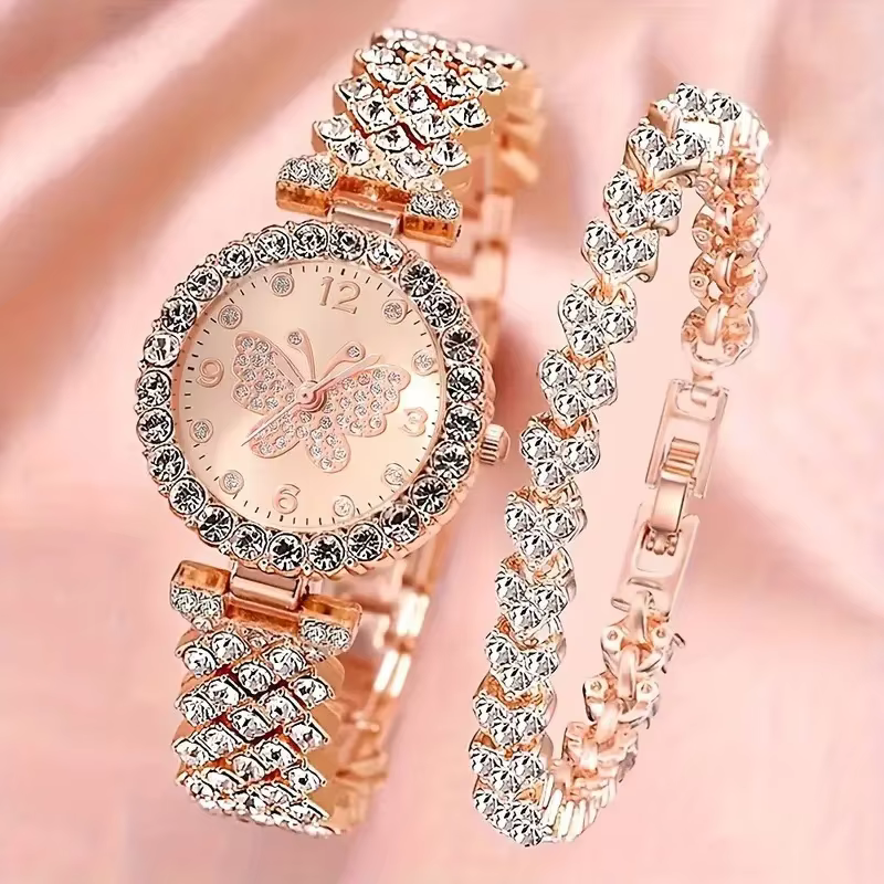 Nouvelle montre pour femme série papillon Style de mode personnalité polyvalente plein de diamants