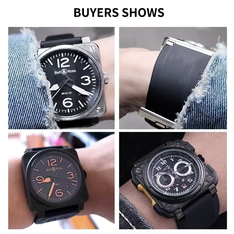 Bracelets de montre en silicone souple sans poussière pour Bell Ross