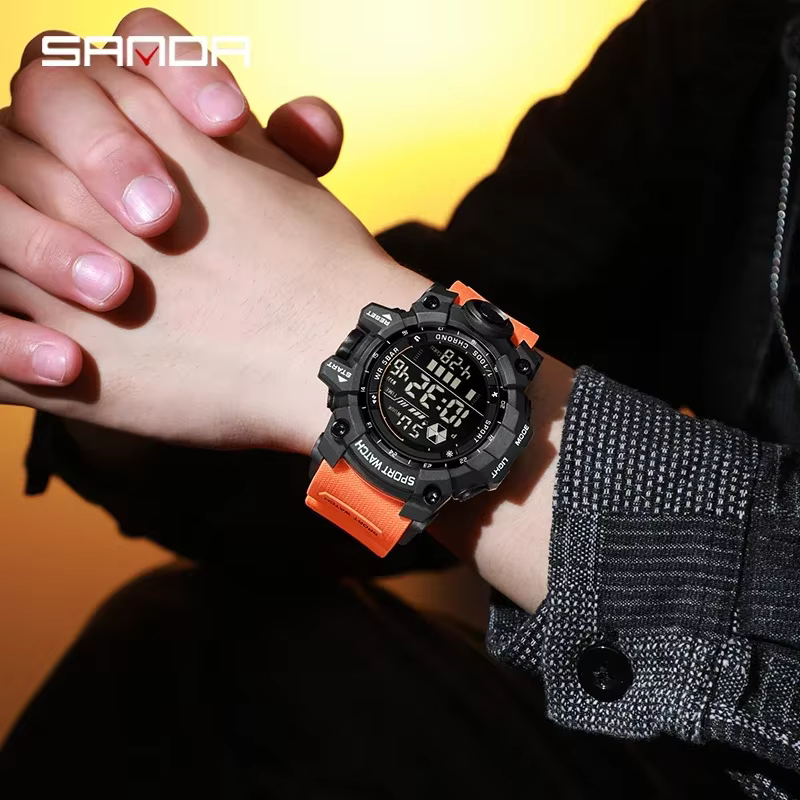 SANDA hommes montre de sport de plein air LED étanche analogique affichage numérique multifonction grand cadran montre-bracelet électronique G style mâle Cloc