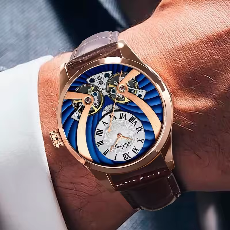 AILANG 2025 Nouvelle Montre Automatique Homme Tourbillon Mécanique Boîtier Acier Inoxydable Cadran Saphir Creux Caoutchouc Fluoré