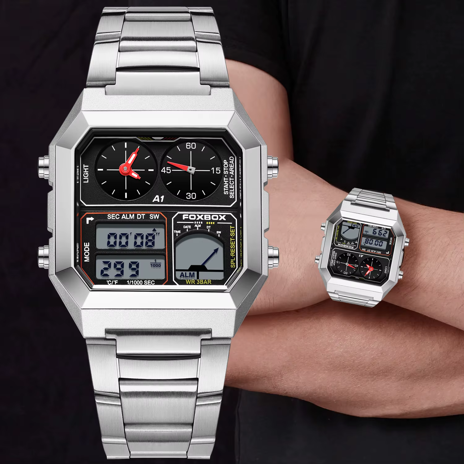 Montres-bracelets à quartz étanches pour hommes