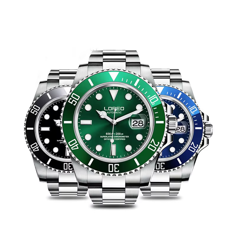LOREO Style classique plongée 200m montre de Sport automatique hommes saphir miroir mouette mouvement Date lumineux montres mécaniques