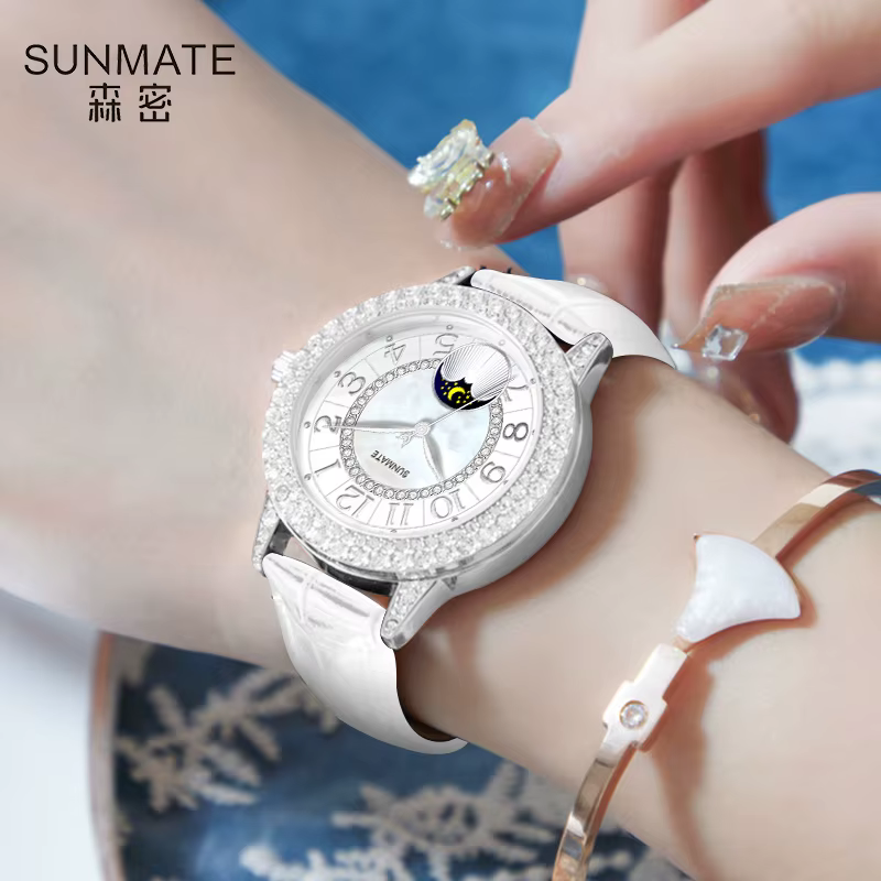 SUNMATE Montre à quartz mince pour femme – Affichage analogique simple