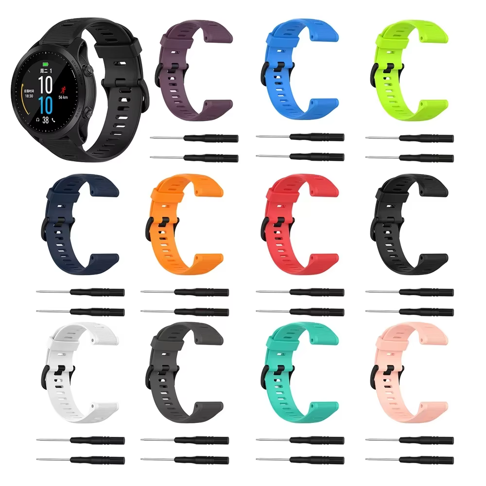 Bracelet de montre en silicone de 22 mm pour Garmin Forerunner 945, compatible avec les modèles Forerunner 970, 965, 955, 935, 745