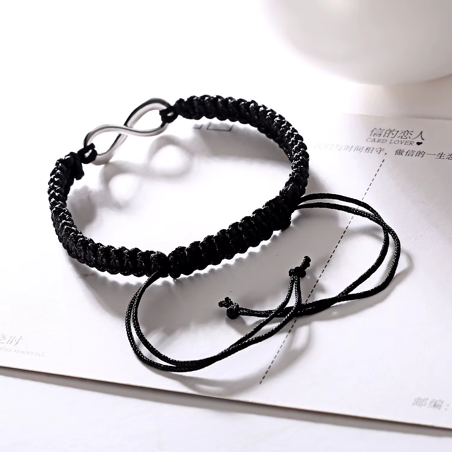 Bracelets de Couple Infinity Love, 2 pièces, 8 mots, pour femmes et hommes, corde tressée à la main, chaîne assortie, bijoux d'amitié, cadeaux