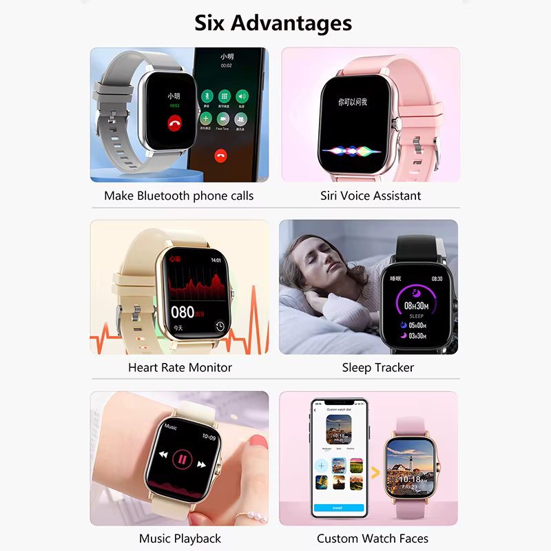 1.83 ''Sport montre intelligente Fitness horloge moniteur de santé étanche Smartwatch sans fil appel montres pour hommes femmes IOS Android 2025