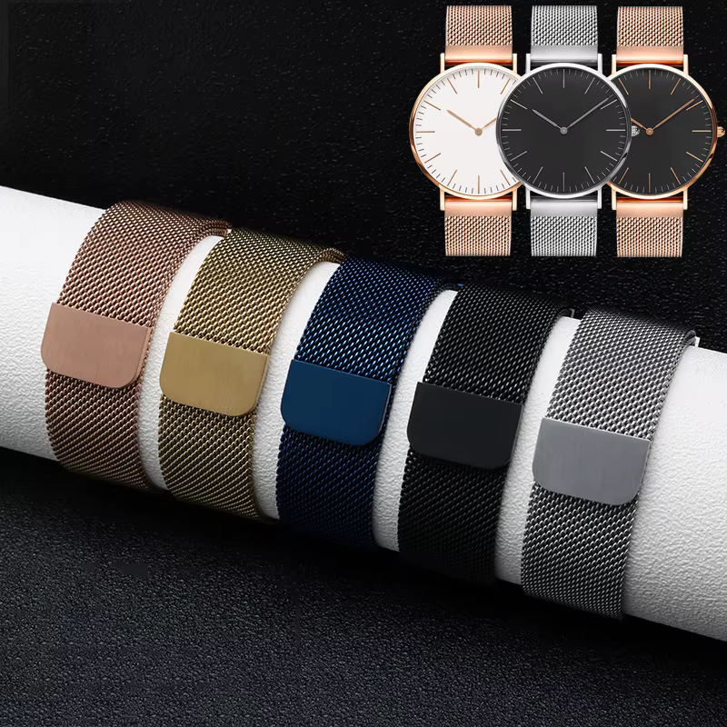Bracelet de montre magnétique en maille Milan pour hommes et femmes