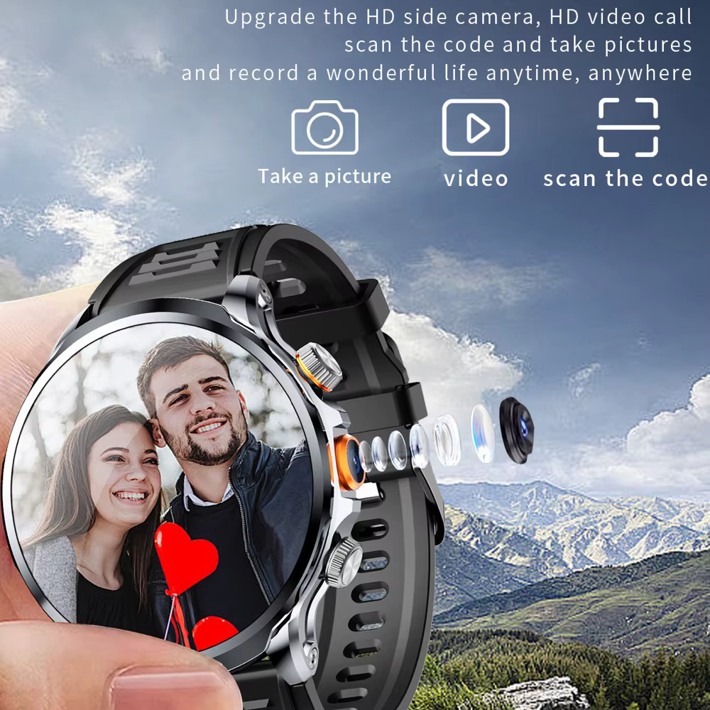 Nouveaux hommes 4G montres intelligentes GPS carte SIM Wifi caméra NFC 32G ROM APP télécharger sport Fitness appel vidéo Smartwatch étanche