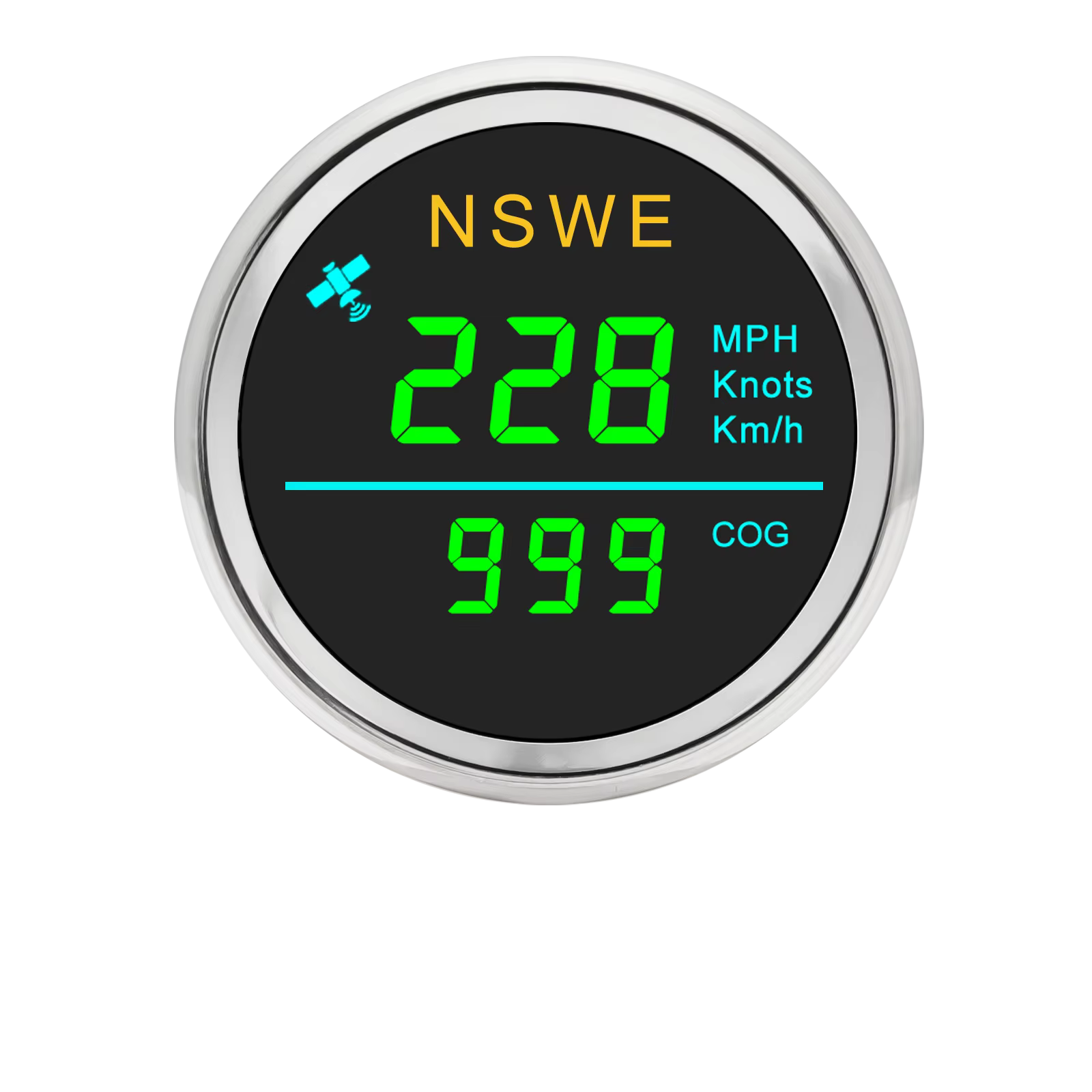 Compteur de vitesse GPS numérique étanche 52MM avec antenne GPS KMH MPH noeuds COG GPS pour voiture marine moto vert rouge blanc LED