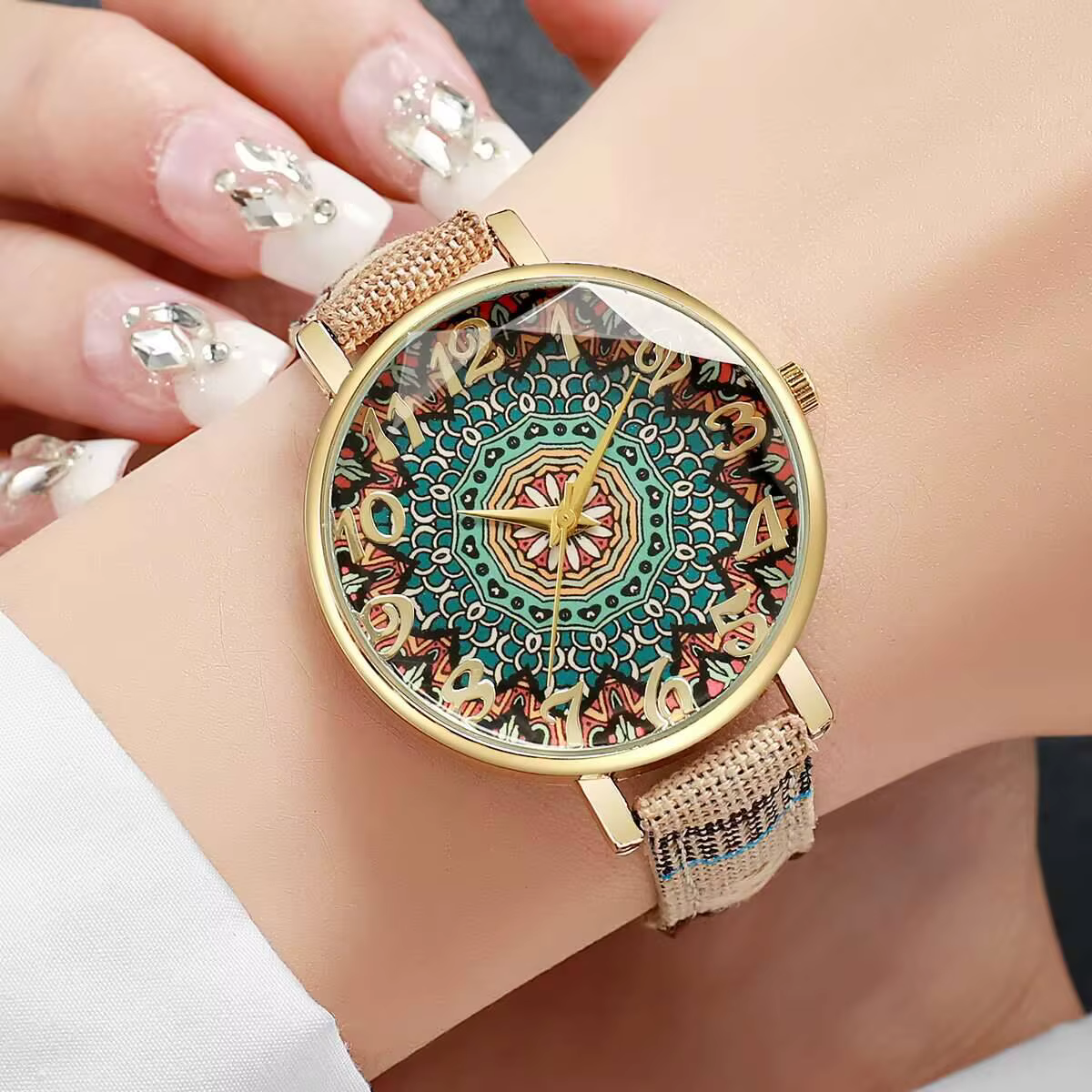 1/2/3/5 pièces mode femmes montres Vintage fleurs imprimé bracelet en polyuréthane montre à Quartz