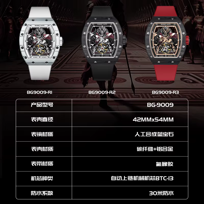 BONEST GATTI nouvelle marque supérieure hommes montre automatique en Fiber de carbone mécanique montre-bracelet