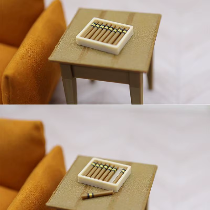 1 ensemble de jouets de simulation pour maison de poupée 1/12, kit de cendrier de cigare miniature, modèle d'ornement de cigarette, accessoires de décoration pour maison de poupée