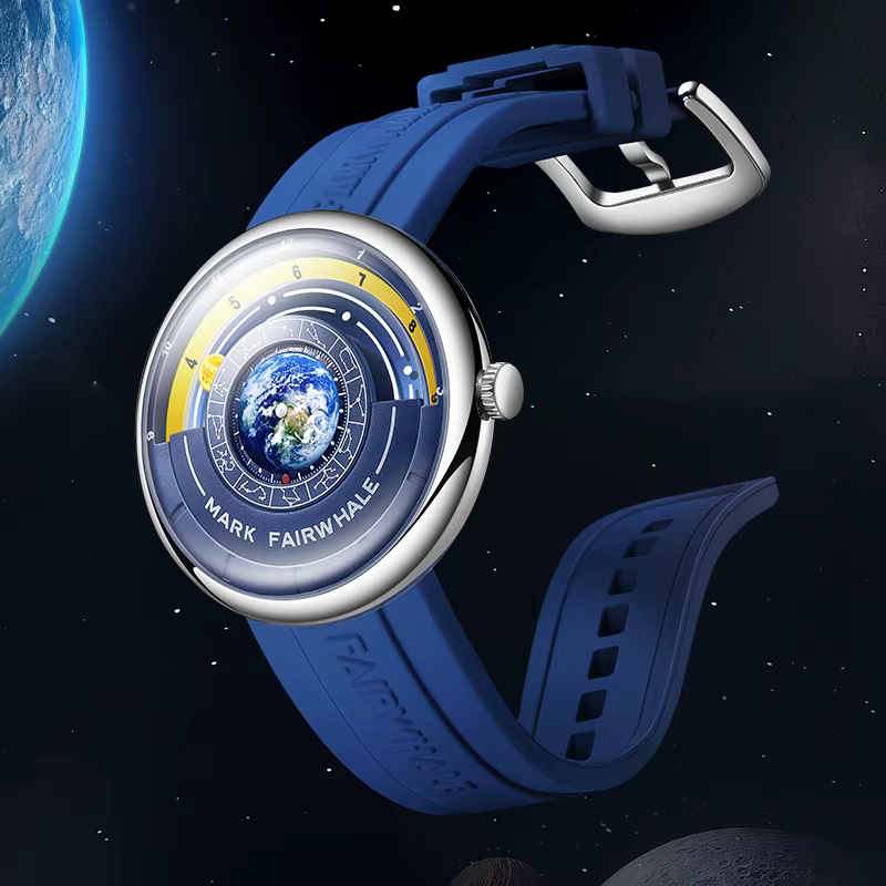 Mark Fairwhale Montre à quartz pour homme avec cadran sur le thème de la Terre unique