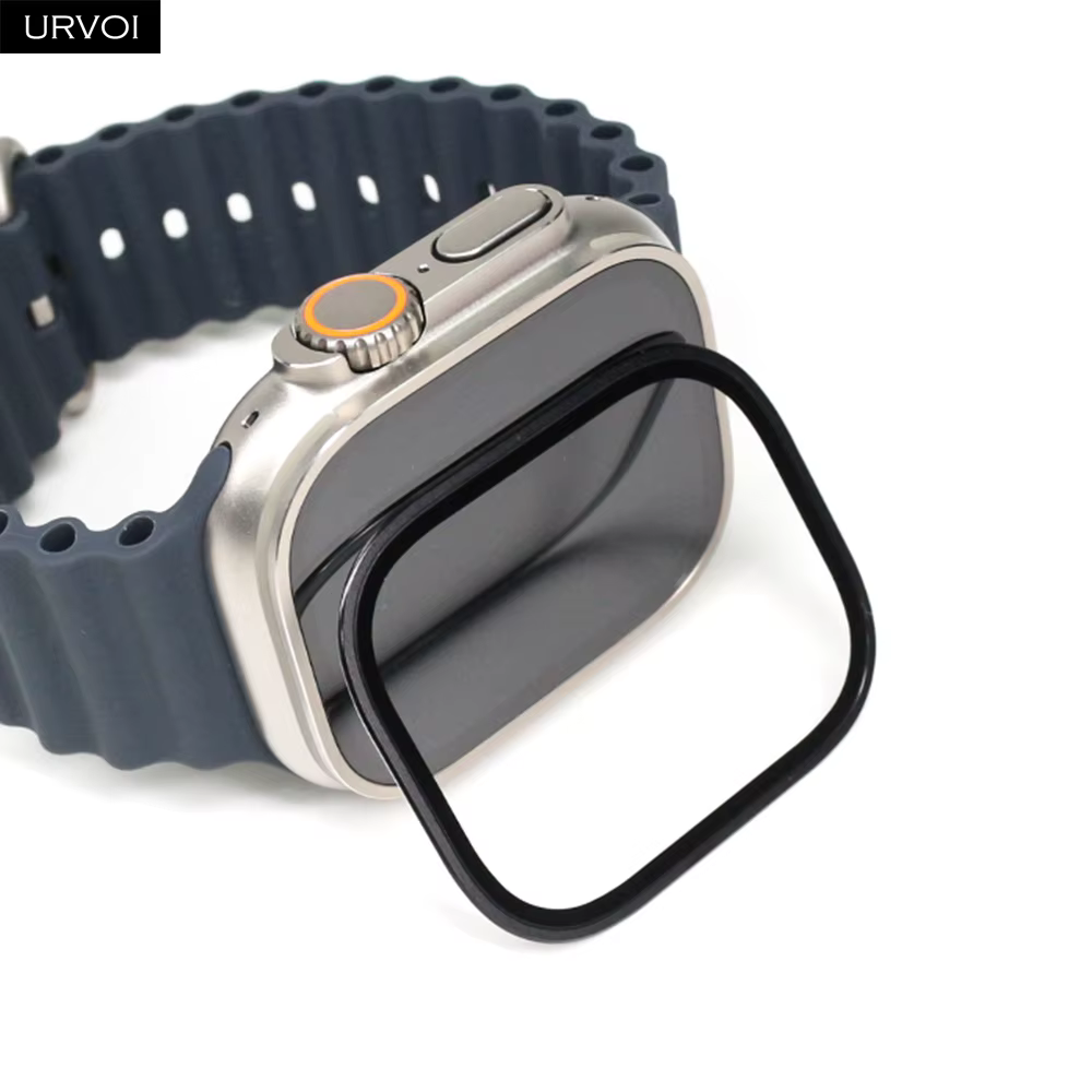 URVOI protecteur d'écran en verre trempé pour Apple Watch Ultra 3 49mm dur incurvé clair 3D pour iWatch cadre métallique lentille accessoires
