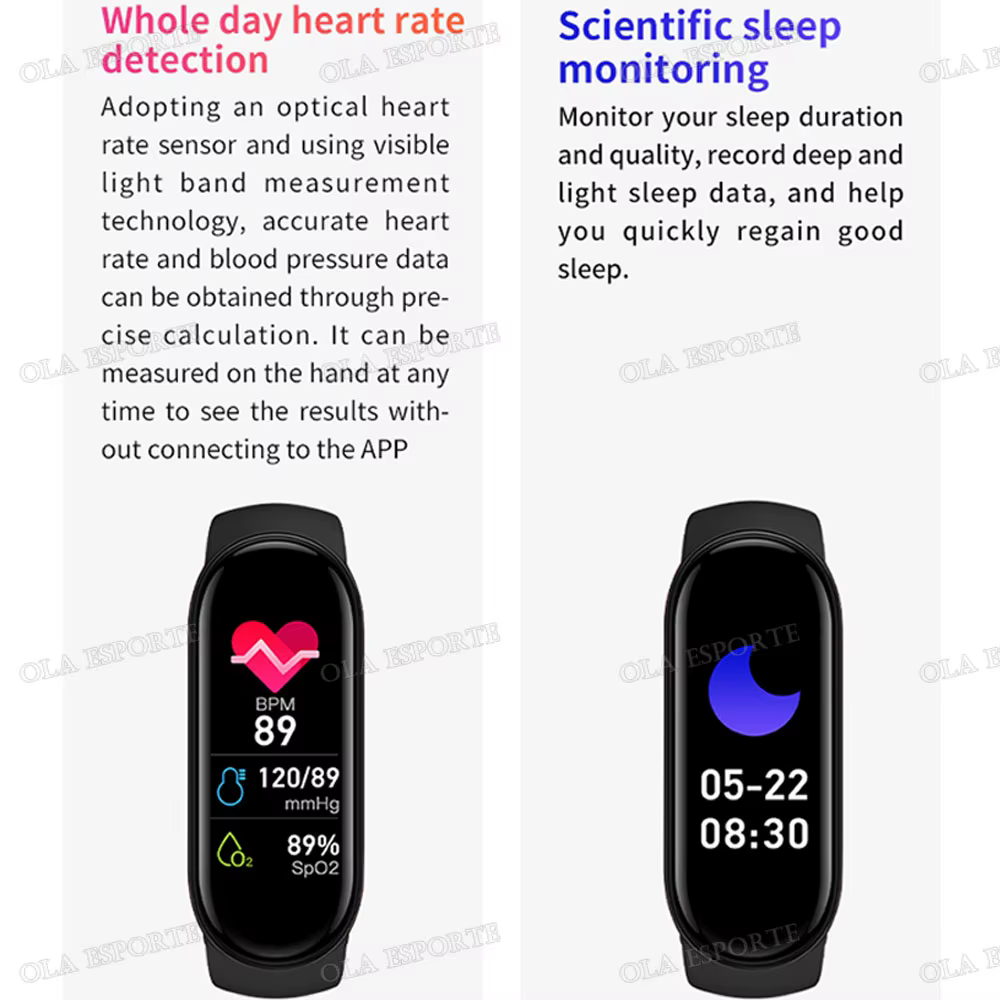 Montre connectée M6 pour hommes et femmes, bracelet intelligent de fitness, bracelet de sport, moniteur de fréquence cardiaque, moniteur de tension artérielle, montres multifonctions étanches