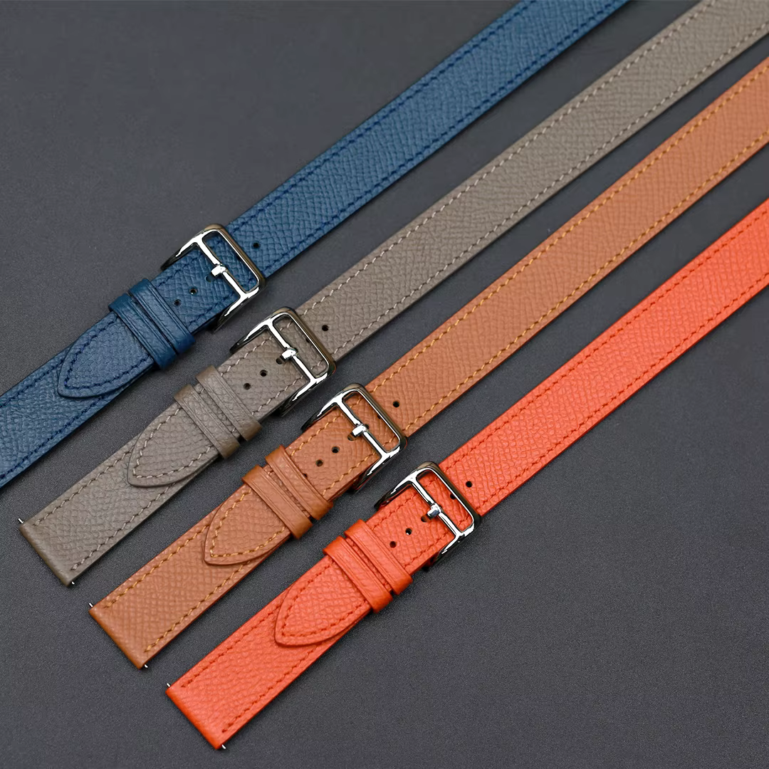 PESNO bracelets de montre Epsom en cuir de vache véritable bracelet Double Tour Compatible pour Hermes CAPE COD W