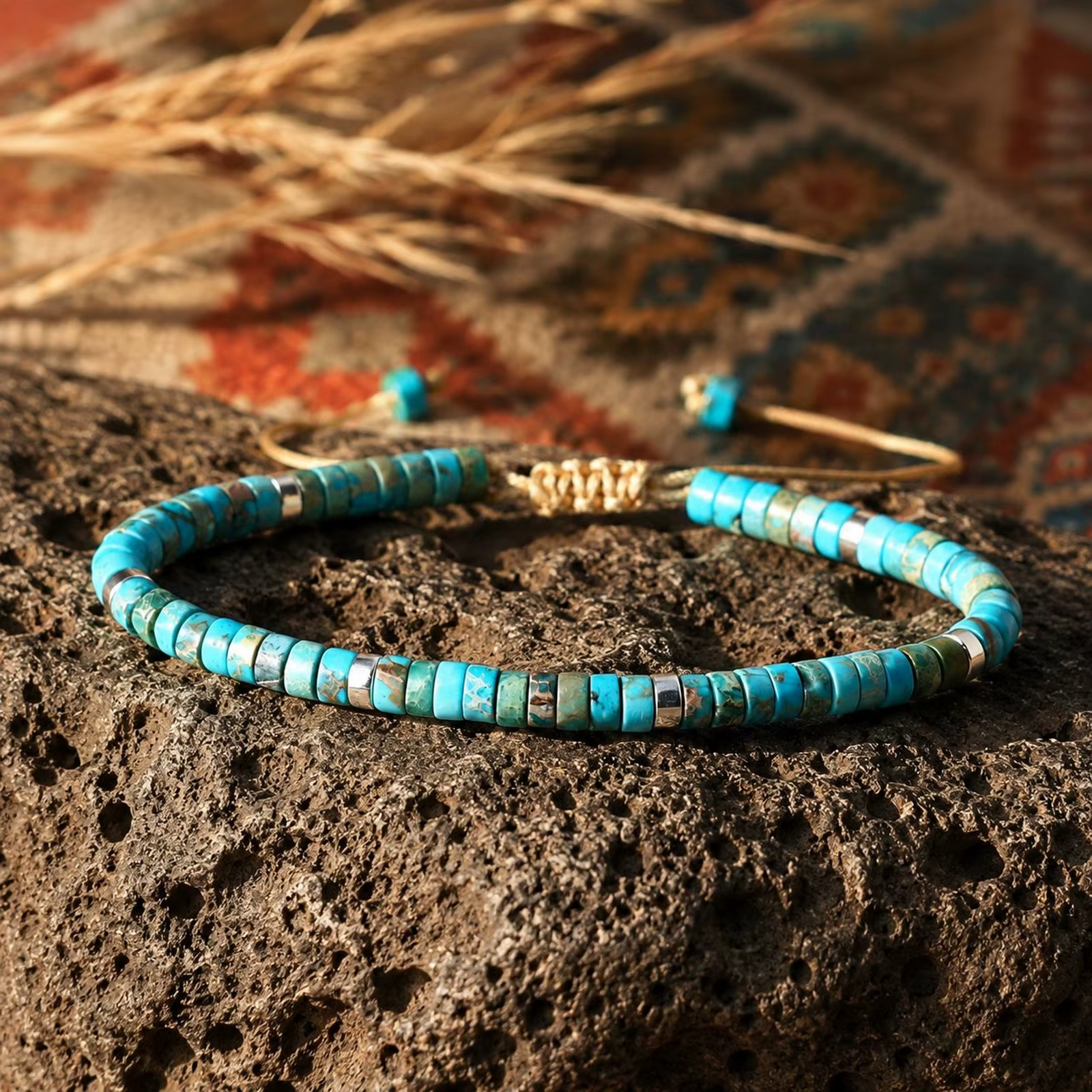 Bracelet en perles Heishi en pierre naturelle pour femmes et hommes, cordon tressé réglable, bijoux empilables faits à la main, style bohème surfer