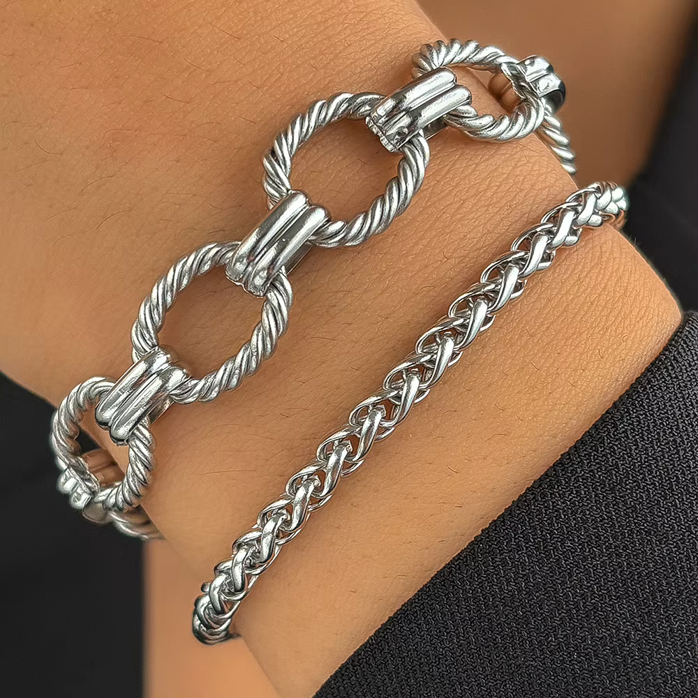Ensemble de bracelets en acier inoxydable pour femmes