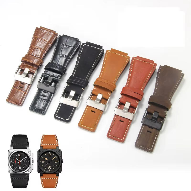 Bracelet de montre en cuir véritable pour Bell Ross BR01/BR03