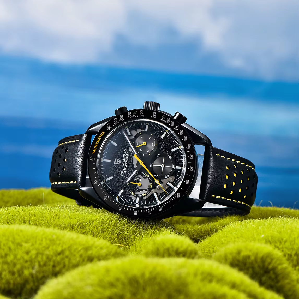 PAGANI DESIGN Nouvelle montre à quartz pour homme entièrement noire