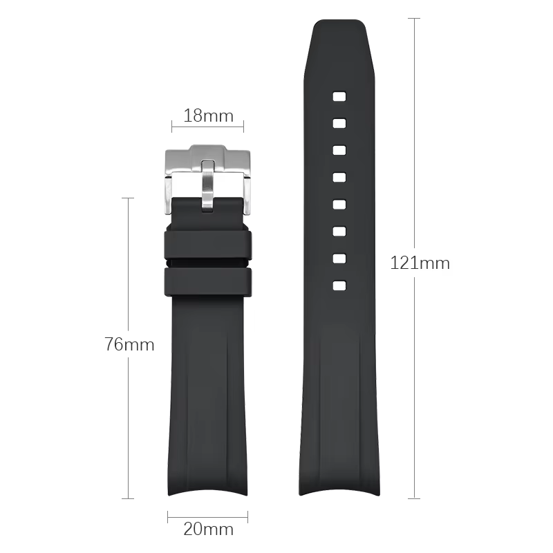 Bracelet en caoutchouc fluoré pour Tudor Black Bay série spécial 20mm extrémité incurvée FKM