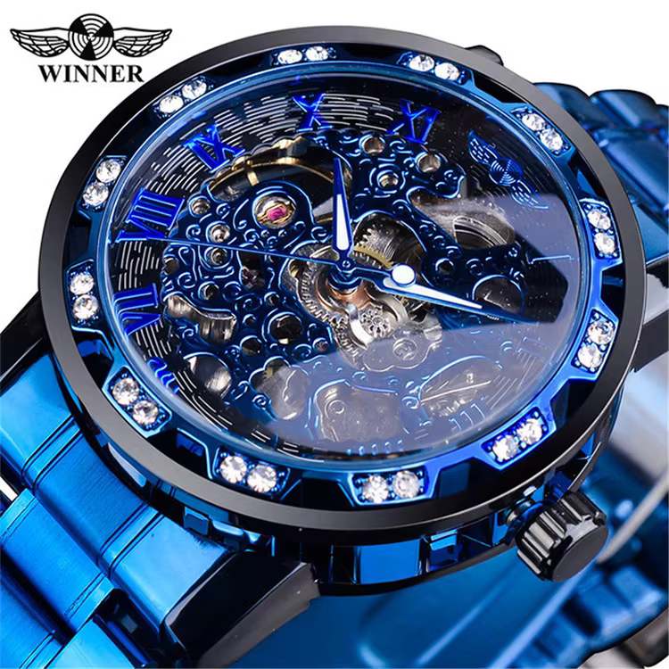 Seton-Montre mécanique en acier pour homme