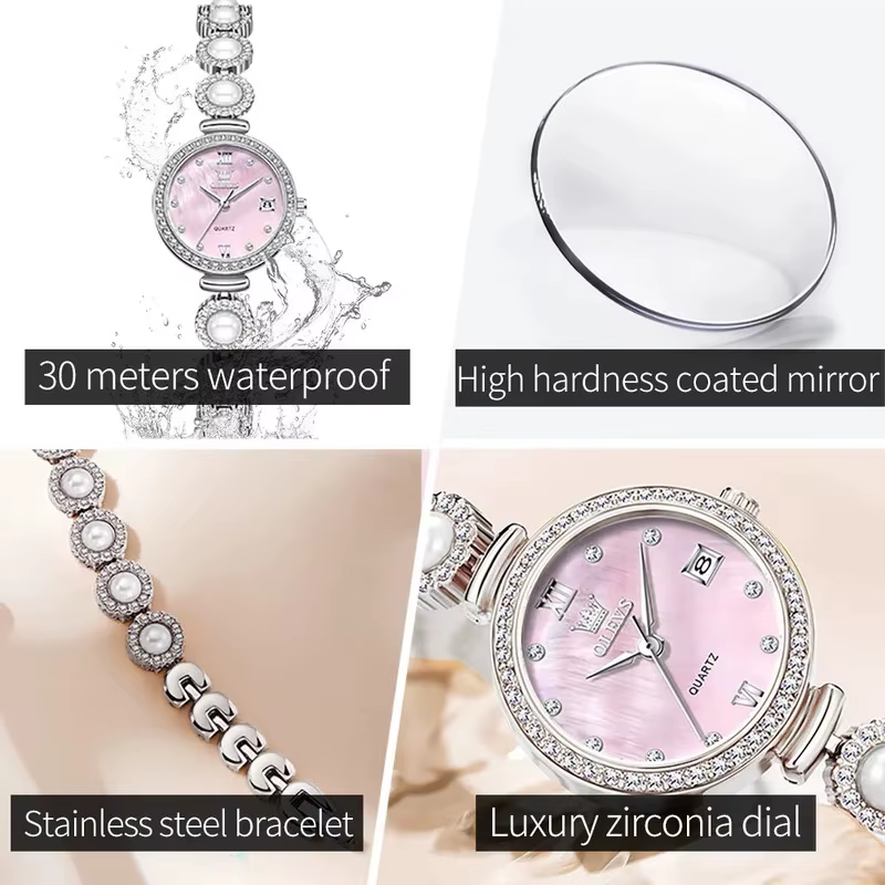 OLEVS 5635 Vintage diamant incrusté montre à Quartz de luxe pour les femmes élégant Bracelet en acier inoxydable haut tendance marque montre-Bracelet