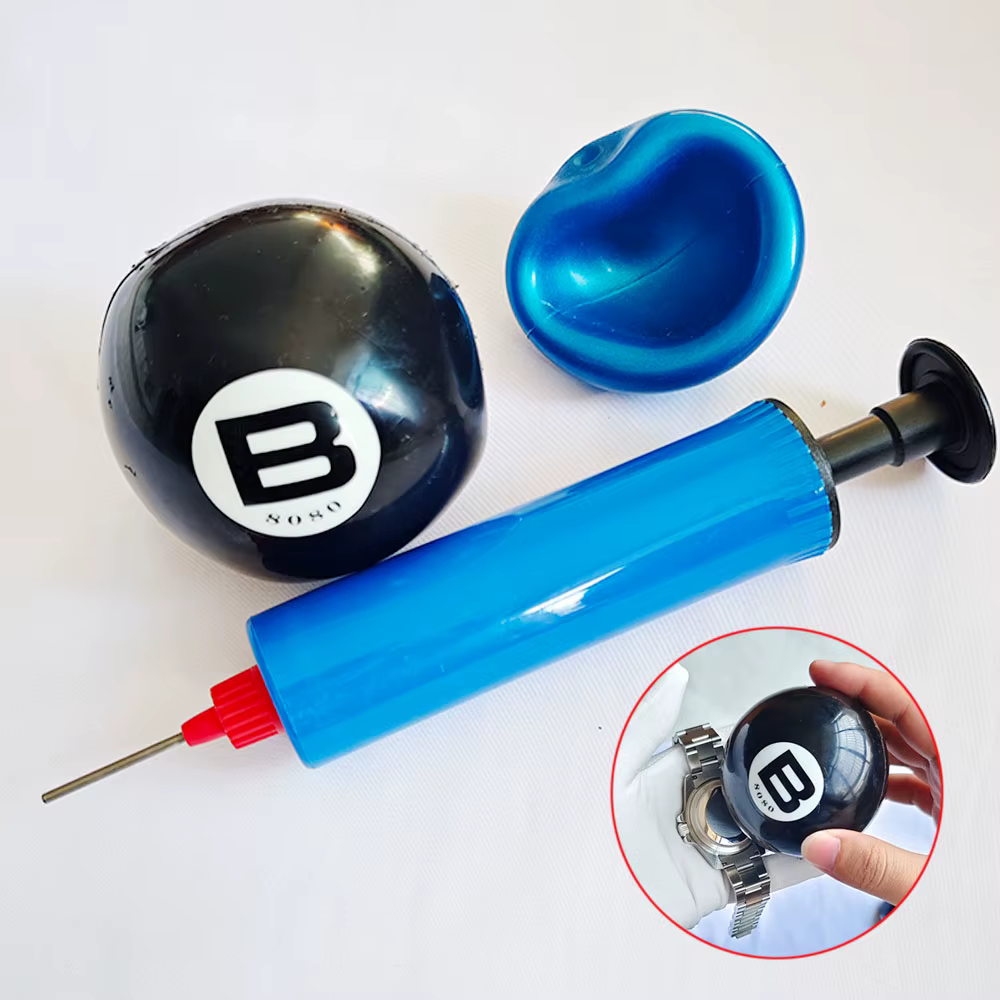 Boîtier de montre boule ouverte Durable 6.5cm noir 8088 caoutchouc sûr fiable Portable horloger