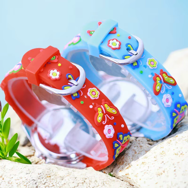 Enfants garçon fille apprendre le temps montres à quartz numériques élève de l'école primaire mignon rose papillon