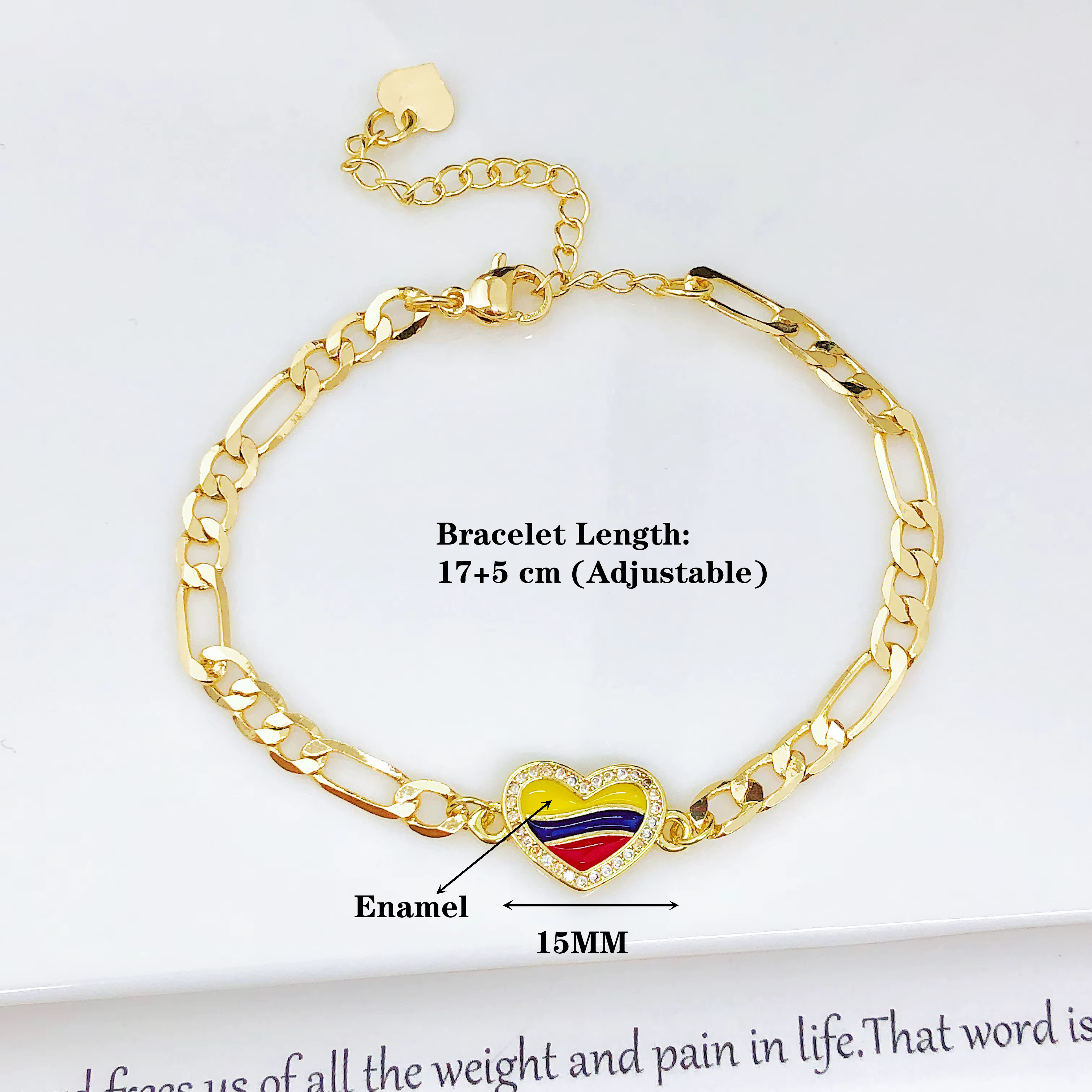 Bracelet chaîne Cuba avec drapeaux du Venezuela, de la Colombie et du Mexique pour femmes et hommes, bracelet en émail avec carte du pays et breloque cœur, bijou patriotique, cadeau
