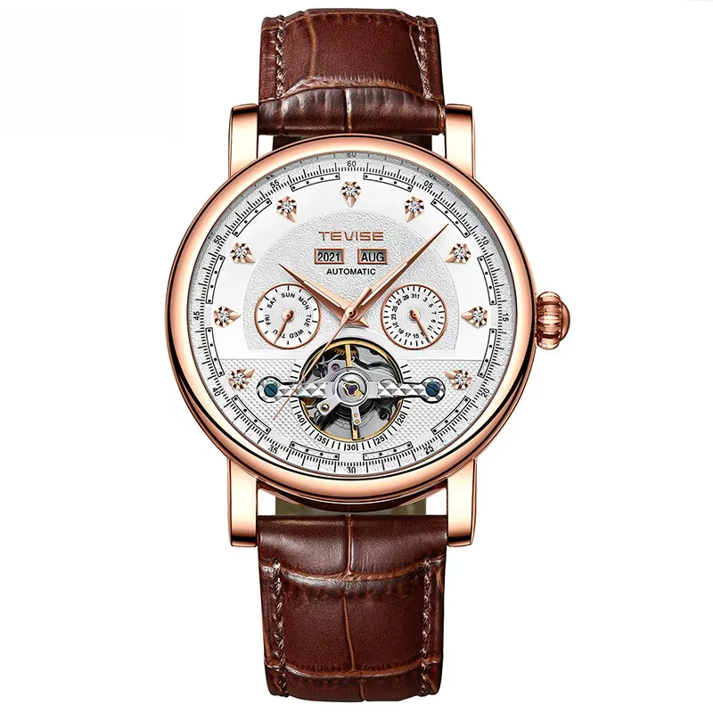 Montre mécanique automatique élégante avec calendrier lumineux pour hommes