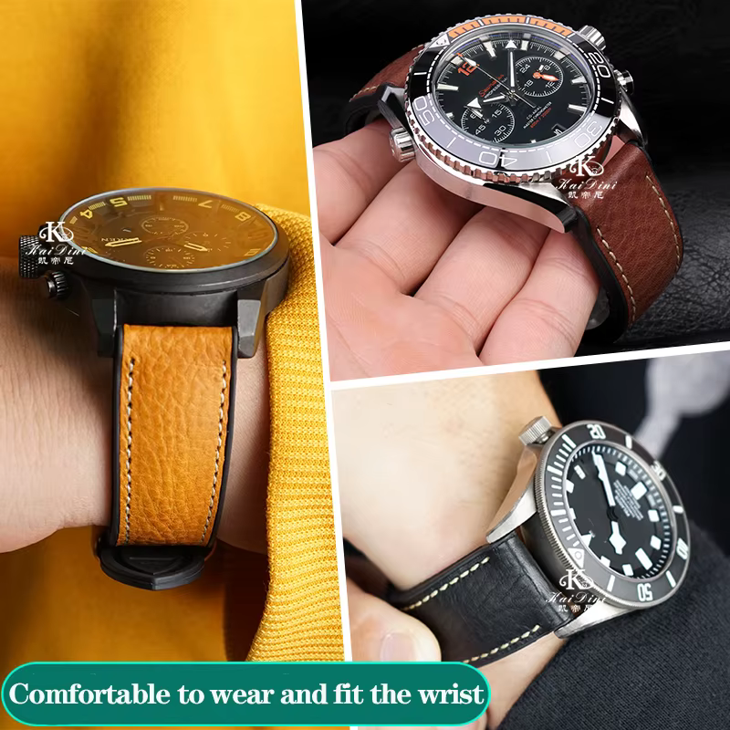 Bracelet de montre en cuir italien et Silicone
