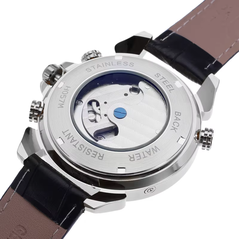 JARAGAR-Montre existent Multifonctionnelle pour Homme, Tourbillon de Luxe Original, Cuir, Élégant, Mécanique, Étanche, Montres-Bracelets pour Homme