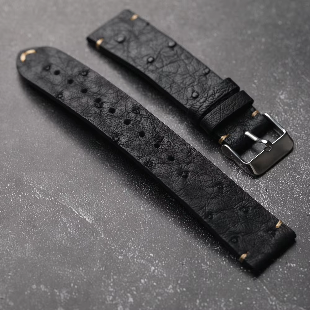 Bracelet en cuir d'autruche sud-africain pour homme