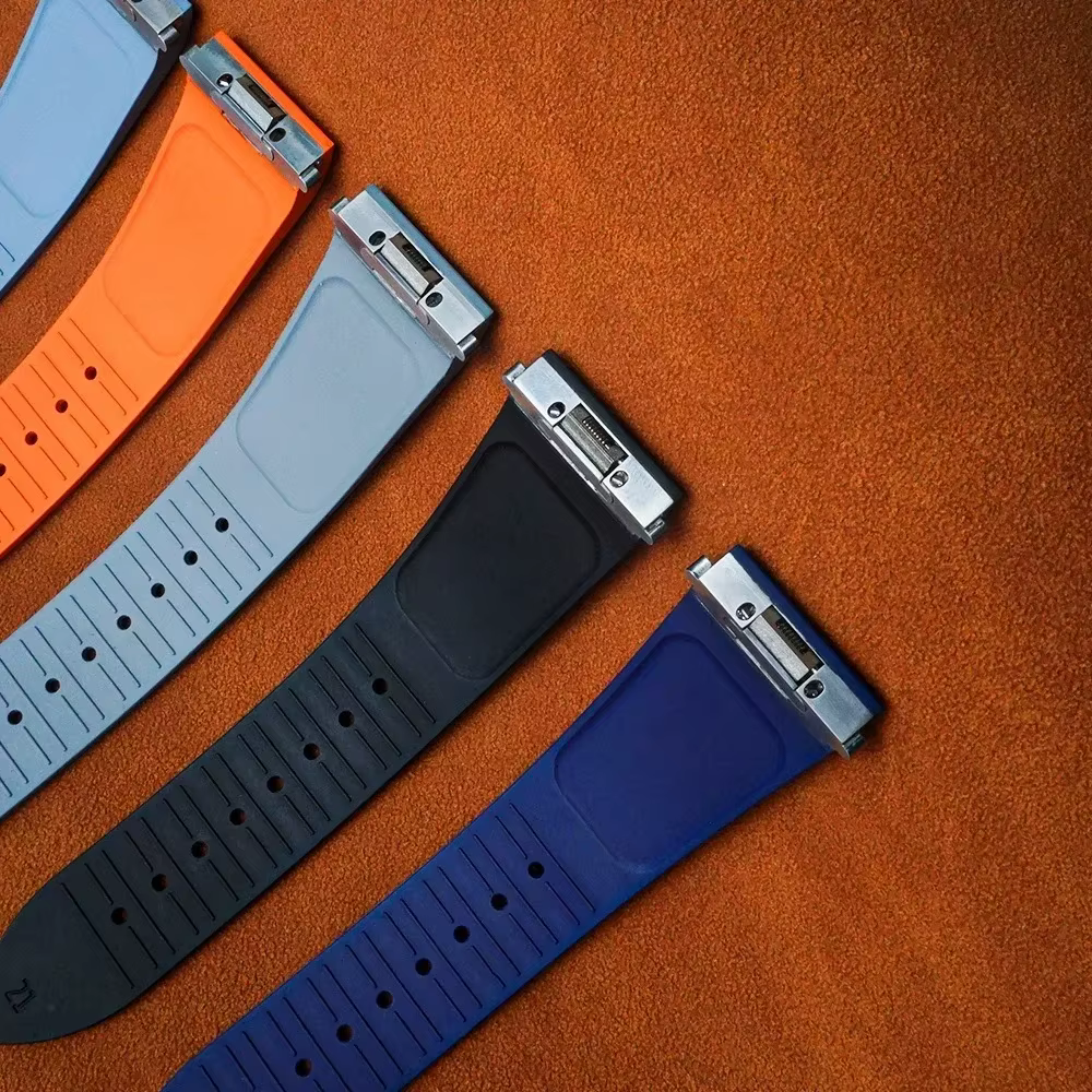 Bracelet de montre en caoutchouc adapté pour Cartier Santos FKM