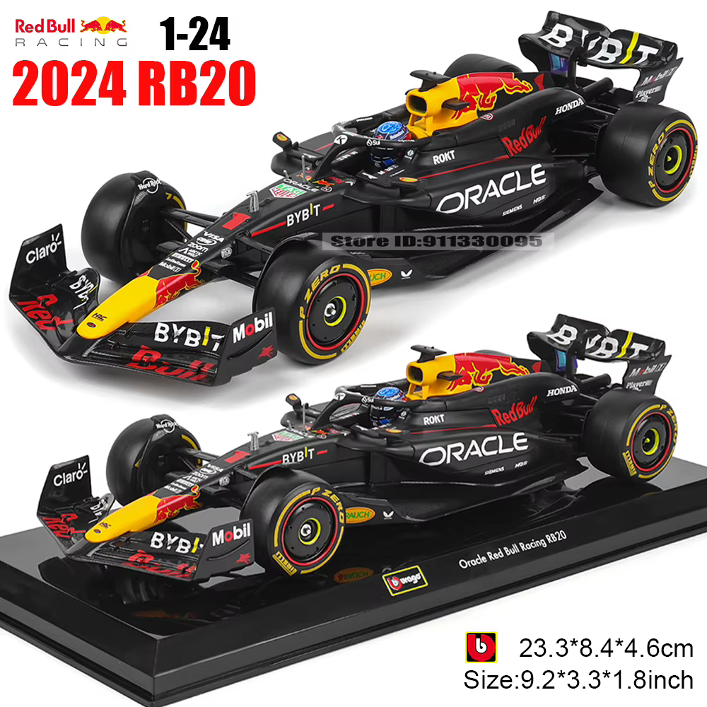 Bburago 1:24 2024 F1 Oracle Red Bull Racing # 1 Verstappen maximum # 11 Sergio Perez modèle de voiture en alliage avec modèle de voiture en acrylique jouet cadeau