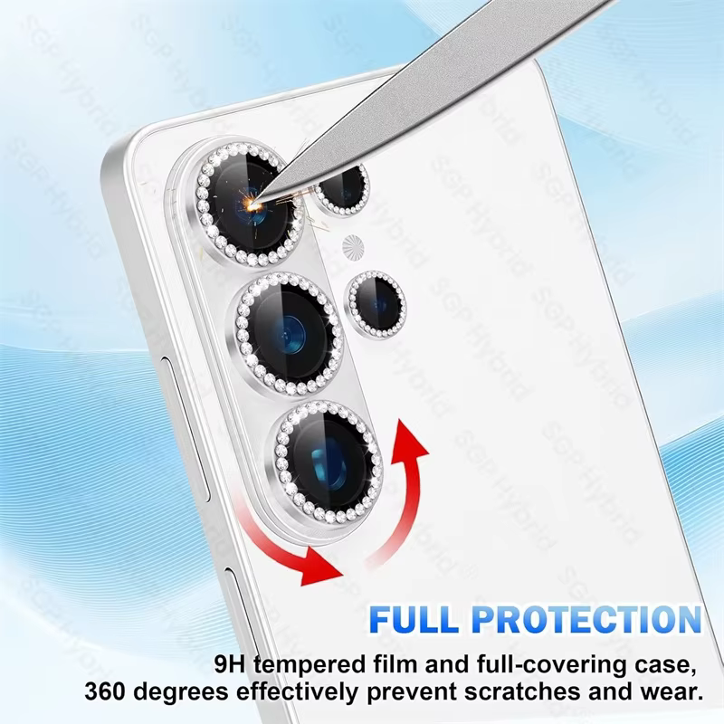 Coque S26 Ultra S26+ de luxe avec anneau métallique diamanté et protecteurs d'appareil photo pour Samsung Galaxy S26 S26 Ultra Plus 5G, accessoire de lentille en verre 3D