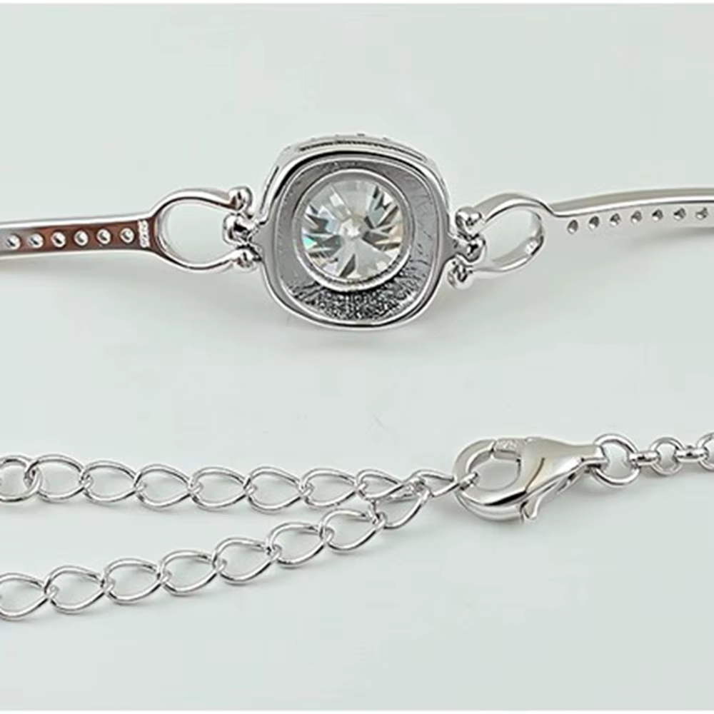 Vinregem VVS1 3EX D couleur coupe ronde 1-2 CT réel Moissanite diamants chaîne Bracelets 925 en argent Sterling bijoux fins en gros