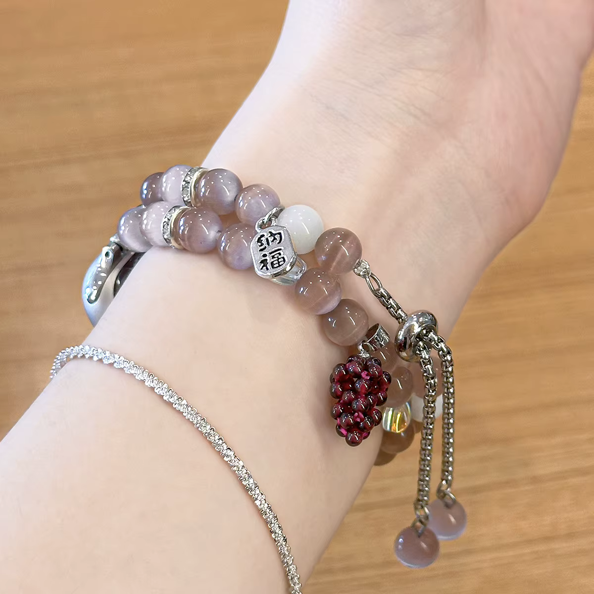 Bracelet à boucle en perles violettes pour Apple Watch S10/11 42mm 46 9 8 7 45/41mm
