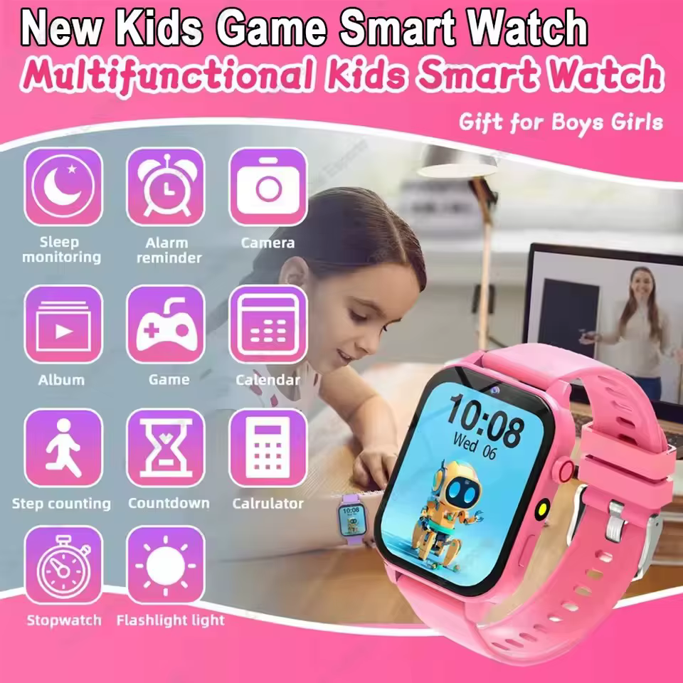100 + jeu SmartWatch enfant HD écran éclairage musique montre intelligente garçon fille cadeau enfants