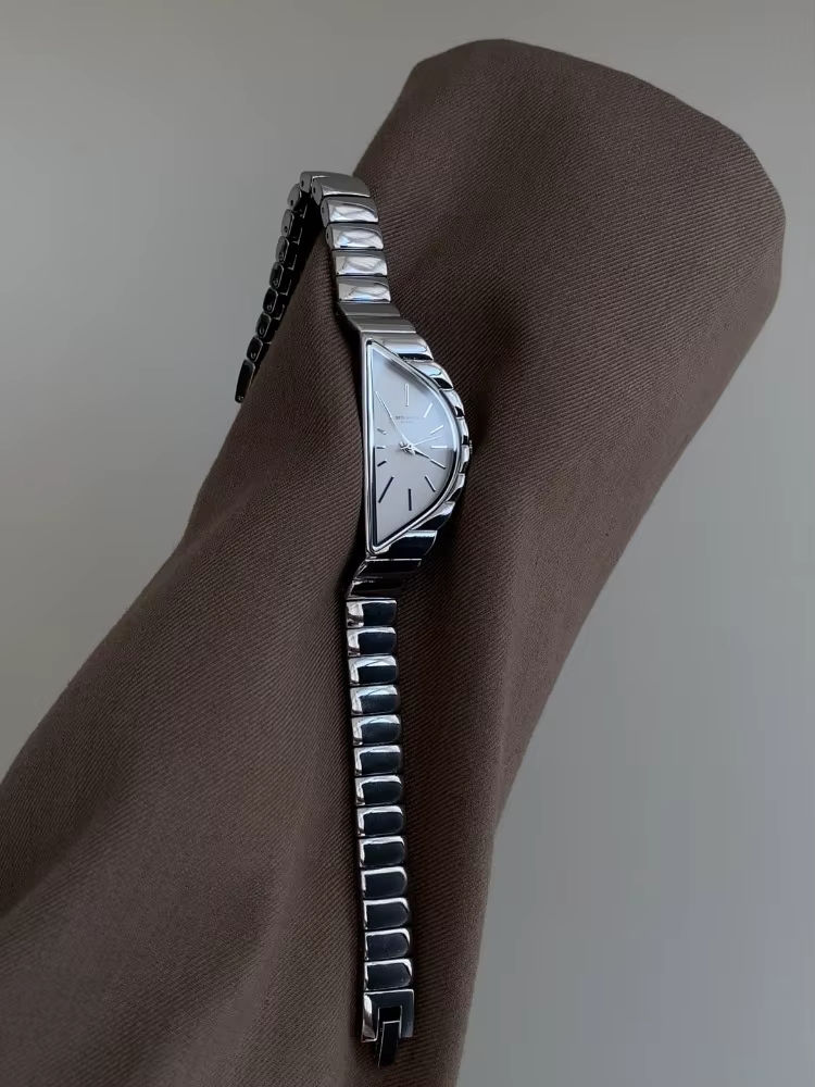 Montre à Quartz semi-circulaire Vintage en argent pour femmes