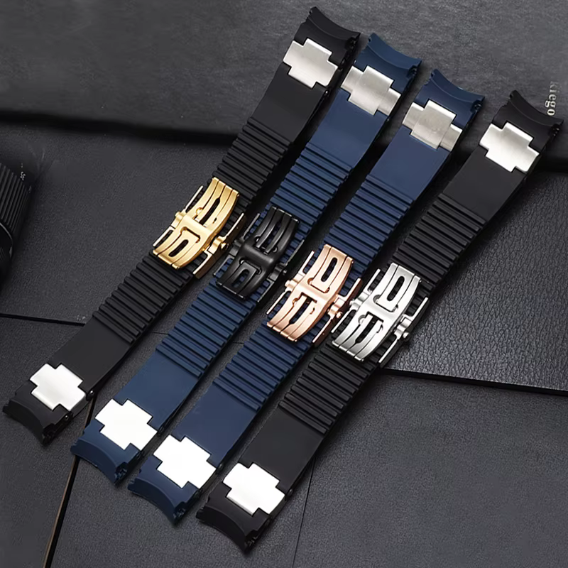 Pour Ulysse Nardin 263 DIVER bracelet de montre en caoutchouc à extrémité incurvée