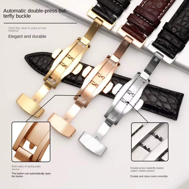 Bracelet de montre en peau de Crocodile pour hommes