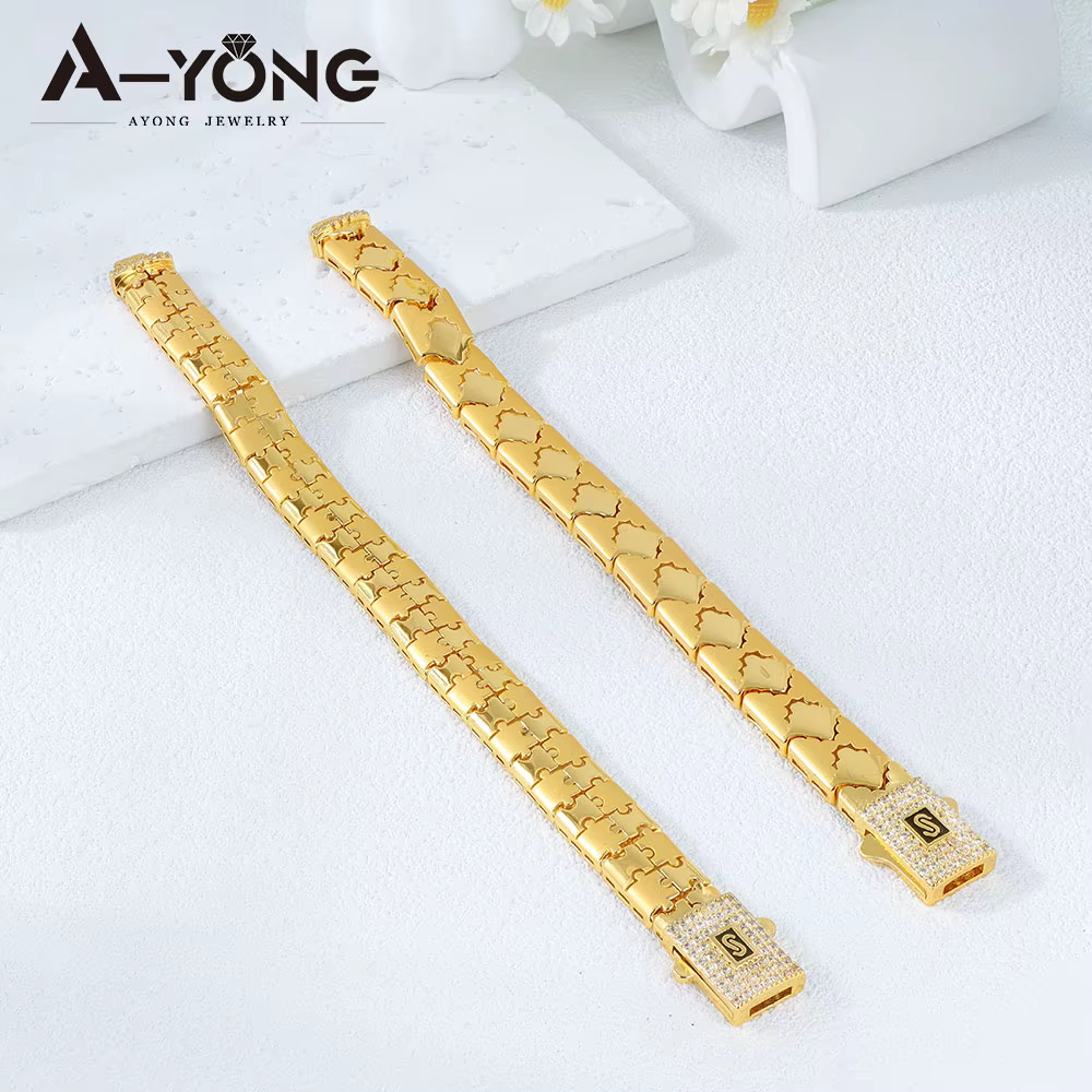 Bracelet en zircone Hip Hop de dubaï plaqué or 21 carats, chaînes Punk italiennes faites à la main, bijoux de fête pour femmes arabes et islamiques